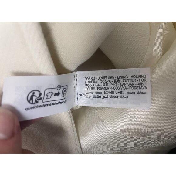 Zara Womens Long Wool Coat Jacket L Ivory Cream Double Breasted 2212/806 NWT - Picture 8 of 14